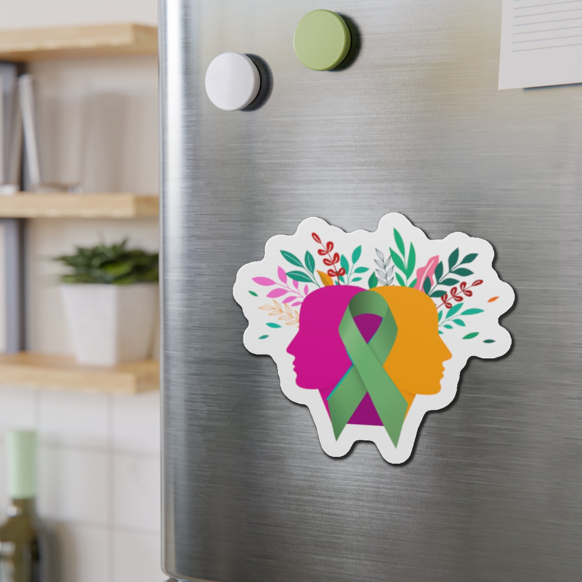 Inspirational Awareness Die-Cut Magnet – Floral Ribbon Design