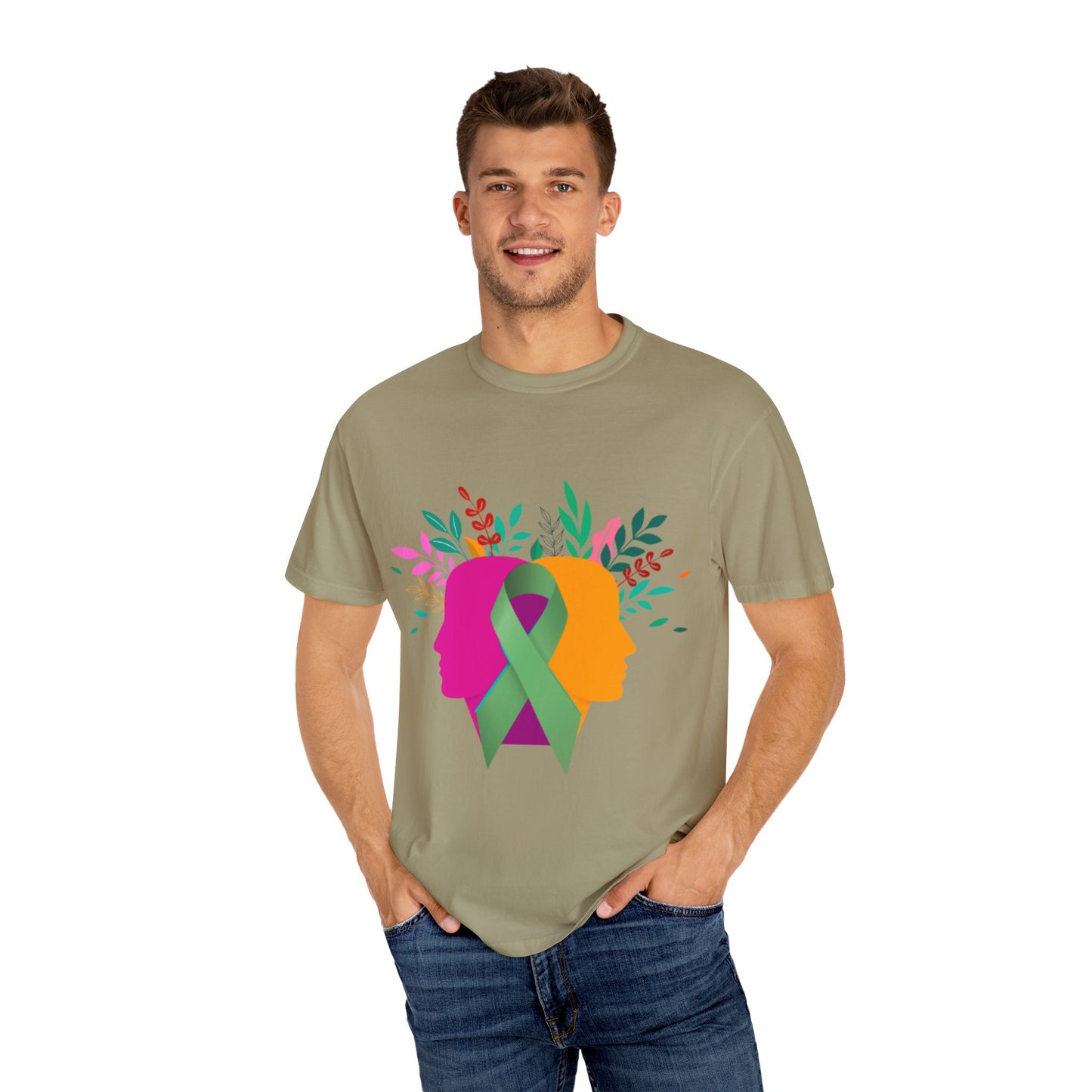 Unisex Garment-Dyed T-Shirt with Inspirational Ribbon Design | Better Self Better Life