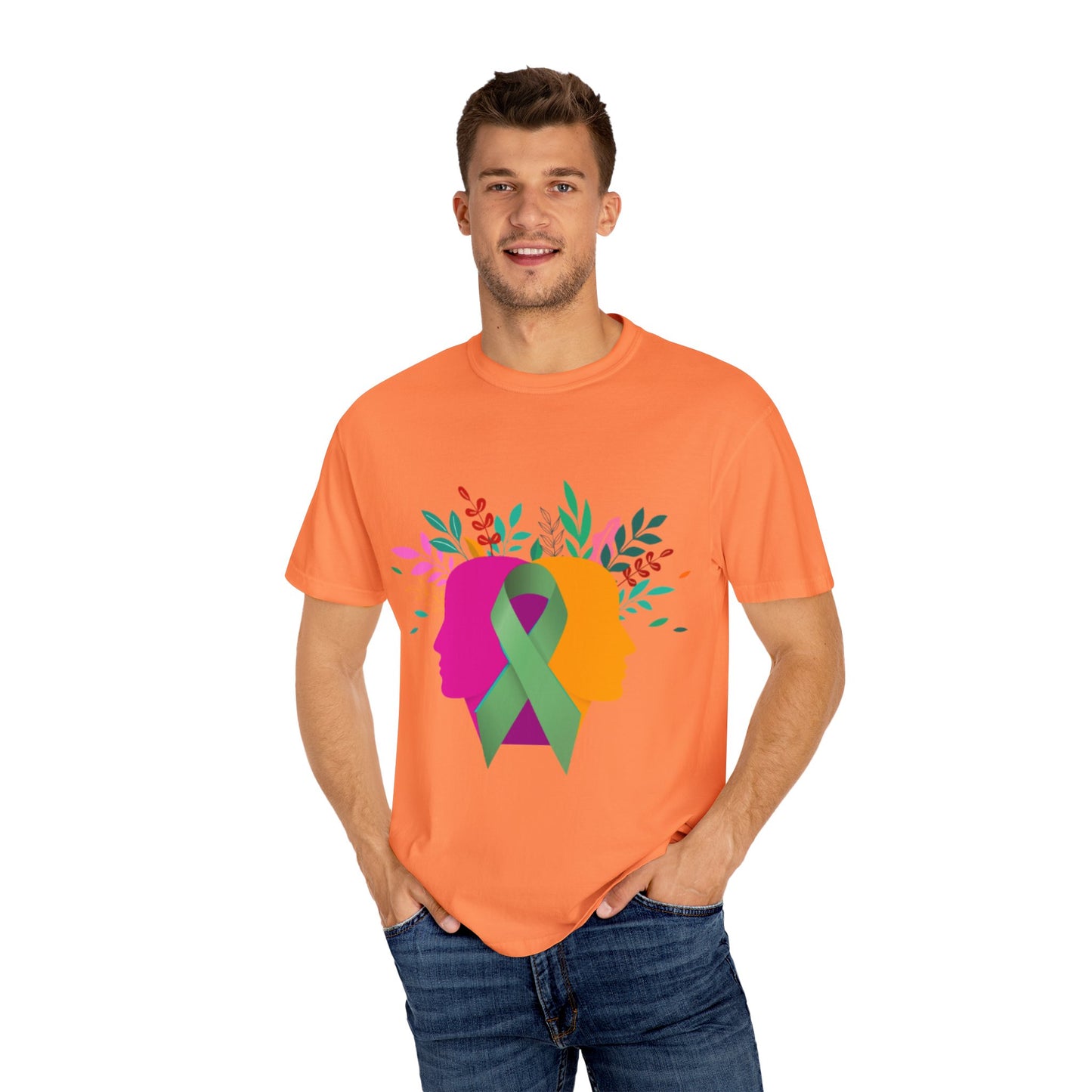 Unisex Garment-Dyed T-Shirt with Inspirational Ribbon Design | Better Self Better Life