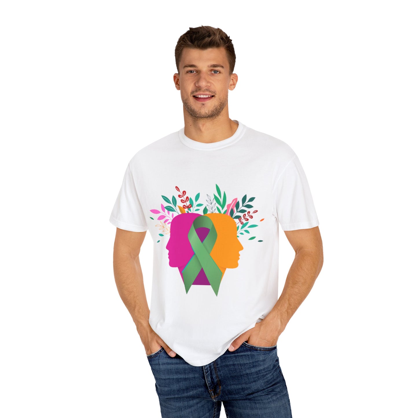 Unisex Garment-Dyed T-Shirt with Inspirational Ribbon Design | Better Self Better Life