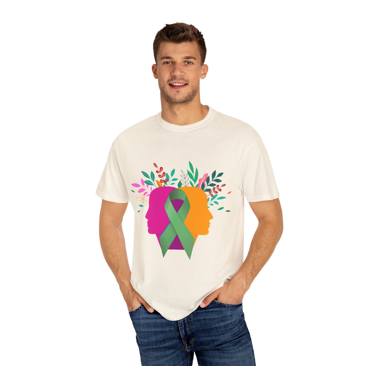 Unisex Garment-Dyed T-Shirt with Inspirational Ribbon Design | Better Self Better Life