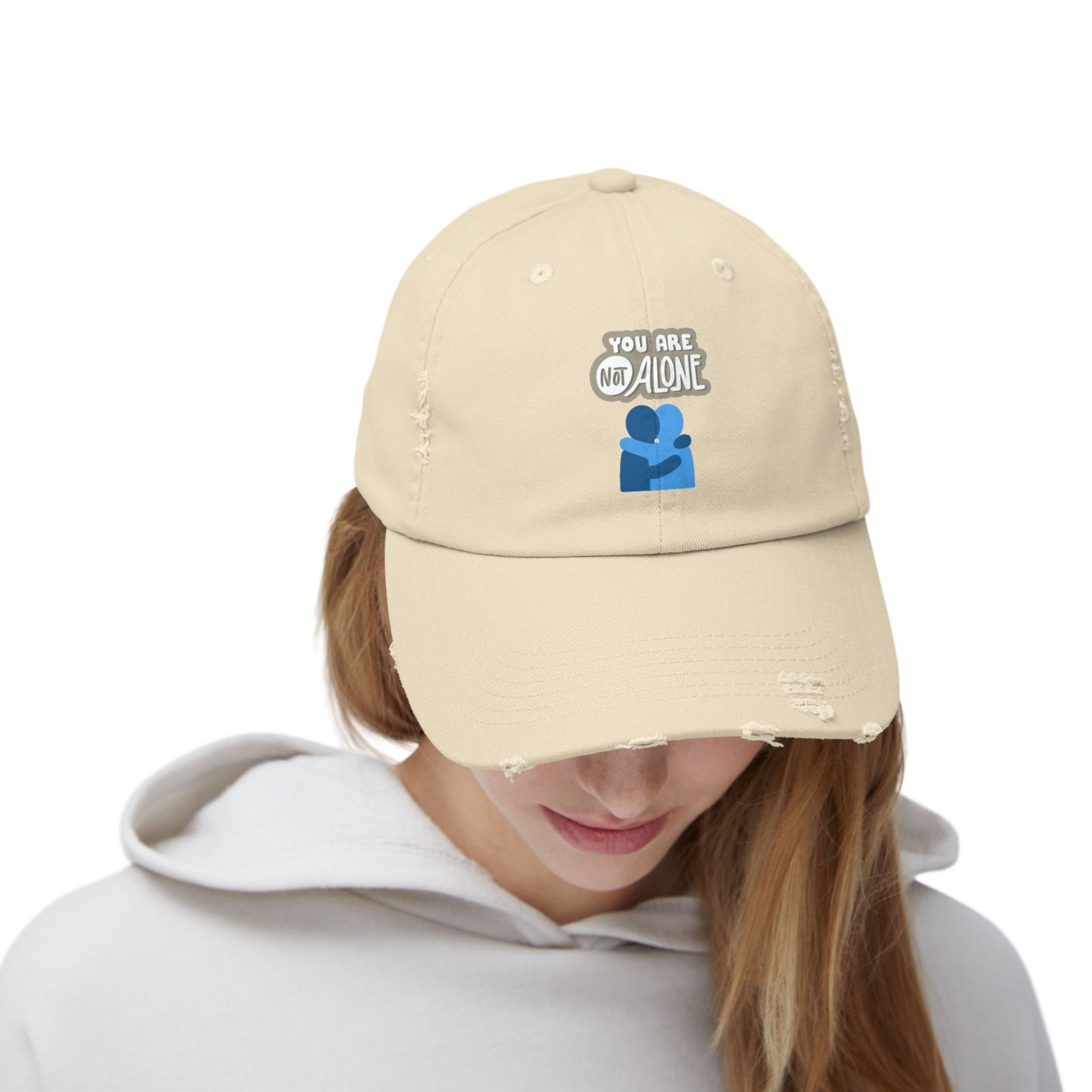 Unisex Distressed "You Are Not Alone" Cap – Wear Your Message with Pride