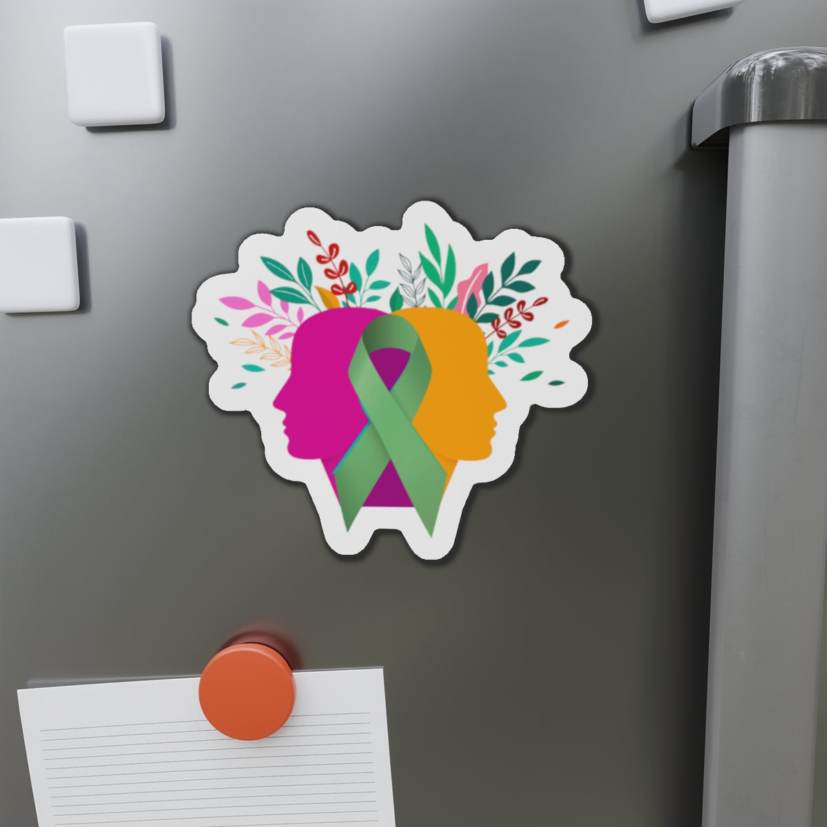 Inspirational Awareness Die-Cut Magnet – Floral Ribbon Design